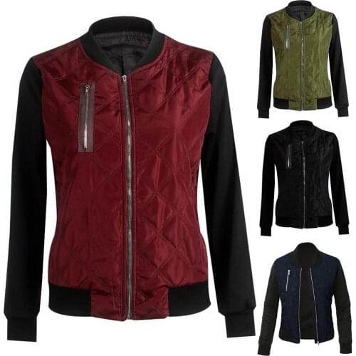 Women Casual Long Sleeve Zip up Basic Coat Winter Thicken Outwear Bomber Jacket