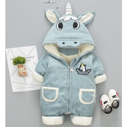 Newborn baby winter cotton-padded clothes for boys and girls with thick jumpsuits