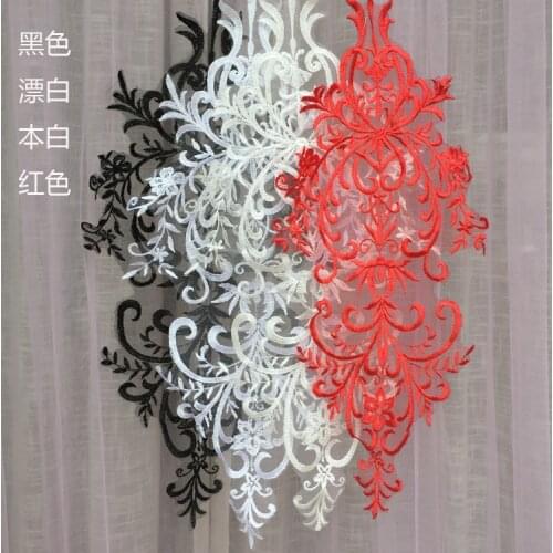 1 Piece Black Red White High Quality Wedding Lace Embroidered Applique Flower Patch Clothing Sewing Accessories