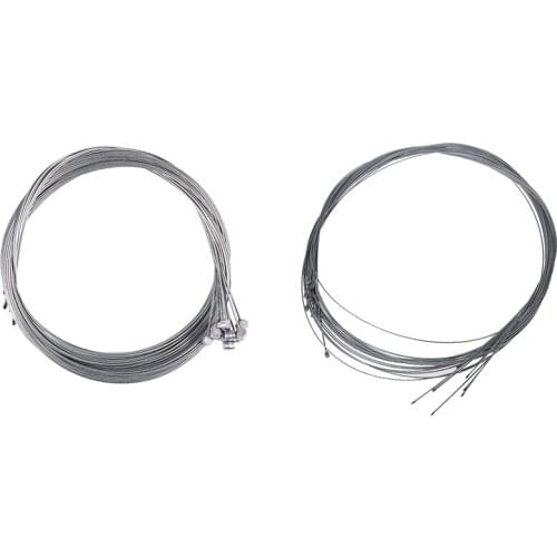 10Pcs 1.75M Bike Cycling MTB Brake Inner Wire Cable & 10 Pcs Shifter Shift Cable Bowden Bike Racer 190cmx1.2mm Silver
