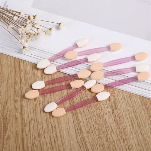 10Pcs Disposable Eyeshadow Eyebrow Eyeliner Lip Brush Sponge Dual Sided Makeup Brush Applicator Tool for Women Beauty