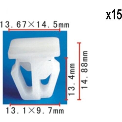 15pcs Body Side Moulding Clip for Honda & Acura:75306-SV1-A01 White Nylon