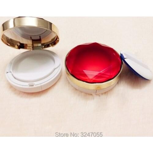 2Sets/Lot 10Sets/Lot Plastic Round Cosmetic bb/cc Cream Container, High Class DIY Red Diamond Empty Air Cushion Box, Makeup Tool