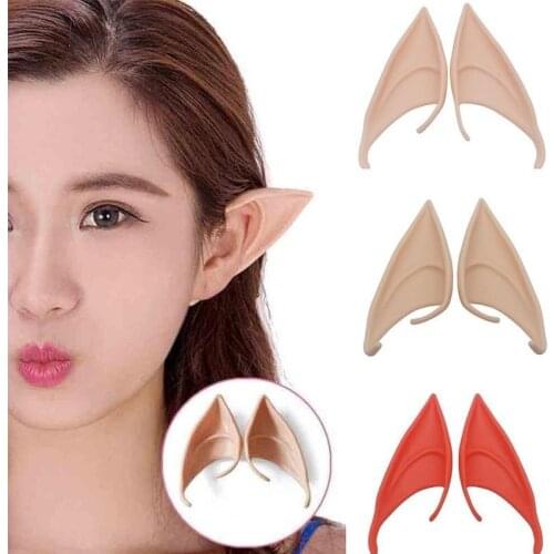 2Pcs Angel Elf Ears Latex Ears for Fairy Cosplay Costume Accessories Halloween Decoration Photo Props Adult Kids Toys