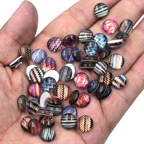 20PCS 10mm Mixed Wave Glass Cabochons Cameos Round Domes Flatback DIY Embellishment Scrapbook Handbag Crafts Decor Accessories