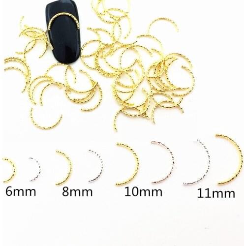 200pcs/pack Japan Korea Nail Art Alloy Rivets Studs Gold Silver Curved Small Bars Jewellry Accessories for Women Nail DIY