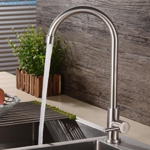 Lavaplatos Griferia 3 Way Kitchen Sink Faucet Stainless Steel Faucets Rotatable Single Cold Tap Deck Mounted Taps Robinet Lavabo