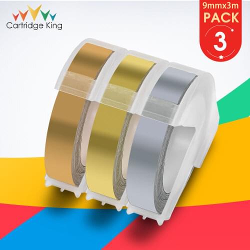 3PK Compatible for DYMO 3D Embossing PVC Label Tape 9mm Waterproof Label Maker for Dymo 12966 15447 Motex E-303 DIY Letter Print
