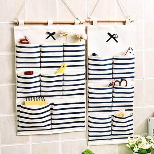 6/8 Pockets Wall Hanging Storage Bags Book Keys Mobile Phone Door Organizer Strip Pouch Bedroom Dormitory Office Container