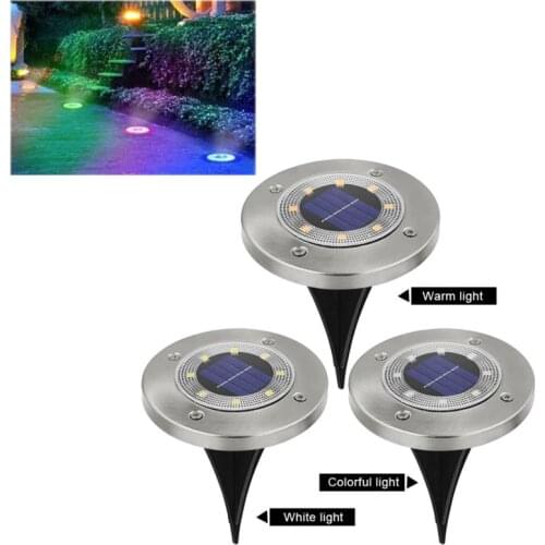 8 LED Solar Ground Light Outdoor Waterproof Solar Power Disk Light Garden Lights Landscape Lighting for Lawn Pathway Yard Deck