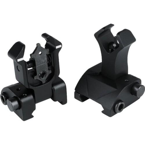 AR15 Folding Flip up Front Rear Sight Iron Sight Set Dual Diamond Shape BUIS for 20mm Rail Handguard Mount