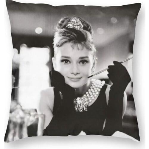 Cute Audrey Hepburn Cushion Cover 45x45cm Decoration 3D Printing Throw Pillow Case for Car Double-sided