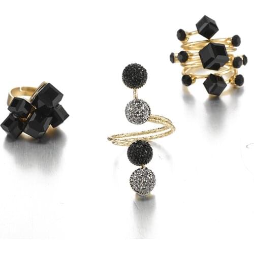 Black Square Ring Vintage Jewelry Transparent Resin Ring Couple Bead Rings on Offer Rings With Stones Mens Finger-ring Fashion