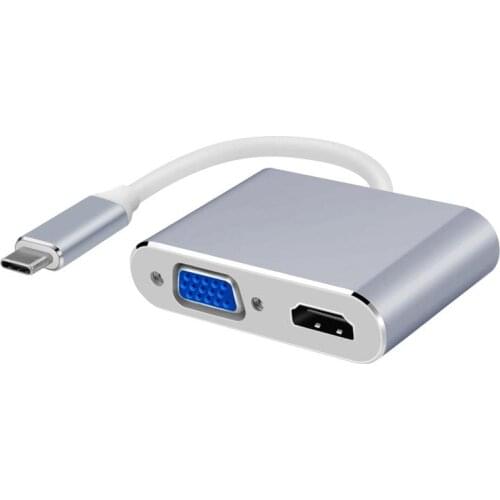 Type-C To HDMI-compatible+VGA Computer Monitor Docking Station High Definition Video Converter Portable Computer Monitor Cable