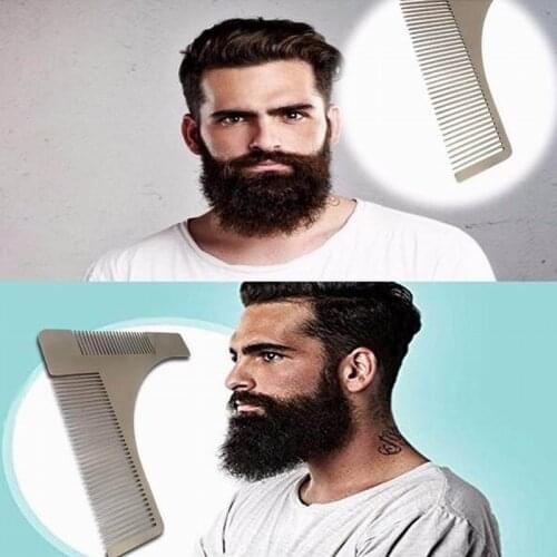 Stainless steel Two sides beard shaper sidebums comb as whiskers beard grooming template for hairline facial hair shaping tool