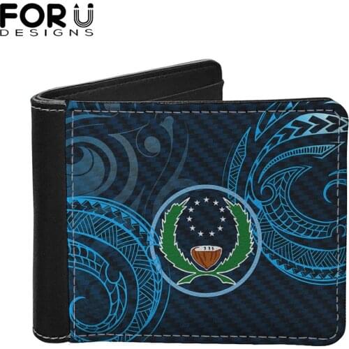 FORUDESIGNS Pohnpei Printed Mens Leather Bifold Wallet Slim Hipster Credit Card Holders Coin Purses Luxury Business Mens Wallet