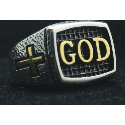 Unisex 316L Stainless Steel Punk Gothic Cross God Protect Ring Newest
