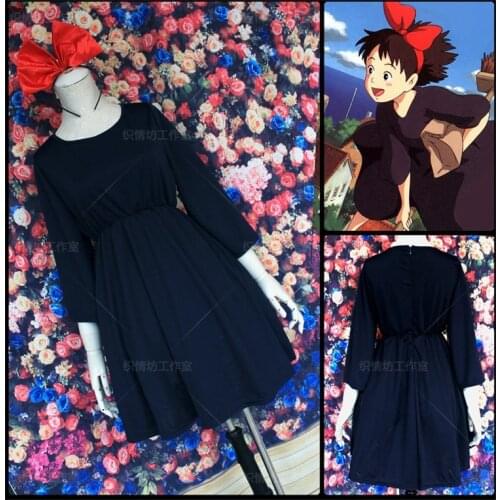 Kikis Delivery Service Kiki Cosplay Dress Party Cos Costume Full Set Dress+Headwear+Bag Cosplay Costume sets