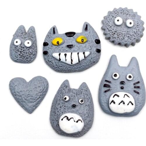 LF 5Pcs Fake Resin Totoro Decoration Crafts Flatback Cabochon Embellishments For Scrapbooking Kawaii Cute Diy Accessories