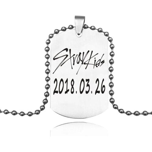 Fashion KPOP Stars Stray Kids Members Name Date Pendant Necklace Women Men Jewelry Stainless Steel Beads Chain Necklaces