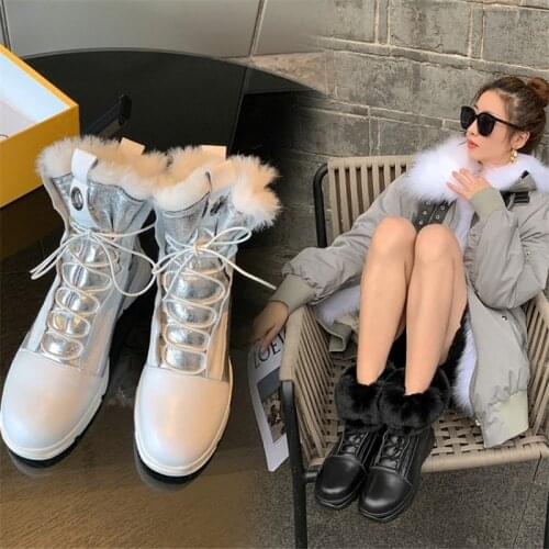 Winter Women Boots Cow Leather Snow Boots with Round Toe Lace Up Thicken Fur Platform Shoes Comfortable and Warm Item No.yt917
