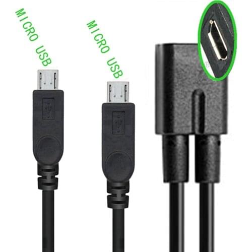 AT 1PCS Micro USB 2.0 Splitter Y 1 Female to 2 Male Data Charge Cable Extension Cord For phone High Quality sync data cable