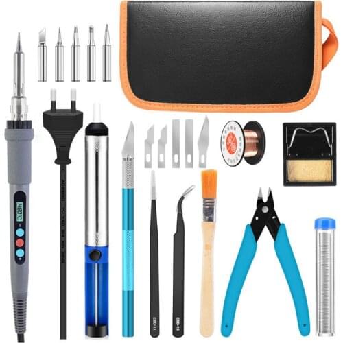 Soldering Iron kit 60W Adjustable Temperature Electric Soldering Iron Desoldering Pump 170 Diagonal Plier Solder Welding Tools