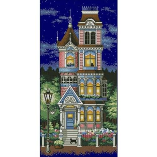 Villa under the stars patterns Counted Cross Stitch 11CT 14CT DIY Cross Stitch Kits Embroidery Needlework Sets home decor