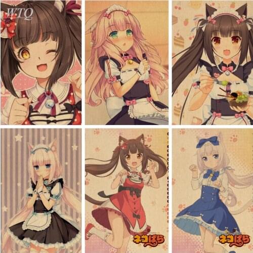 Wall Poster Anime Posters Anime Nekopara Retro Poster Canvas Painting Wall Art Picture Photos for Childrens Room Home Decor