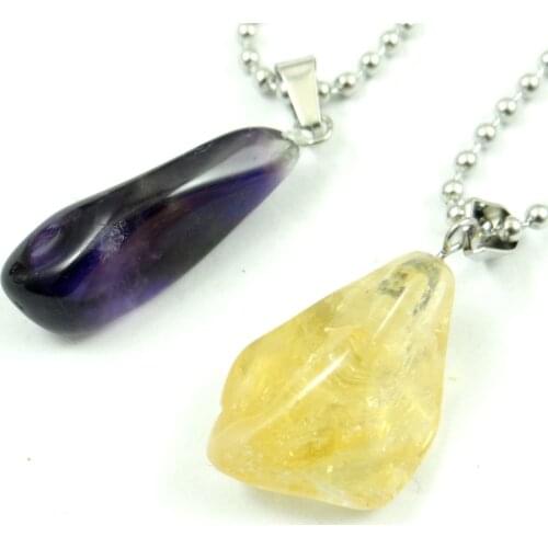 Wholesale Natural Stone Purple crystal Citrines Irregular shape charm Pendant For Women Necklace Jewelry Making Free shipping 1P