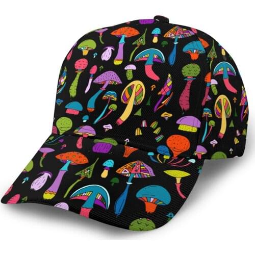 NOISYDESIGNS Mushrooms Printed Hats Sunscreen Baseball Cap Men Women Adjustable Caps Casquette Wholesale