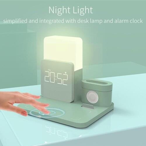 The New 6-in-1 Wireless Charging Base for Apple watch 12 Airpods Home for IPhone Desktop Lamp Small Light Clock Pro X 11 Night