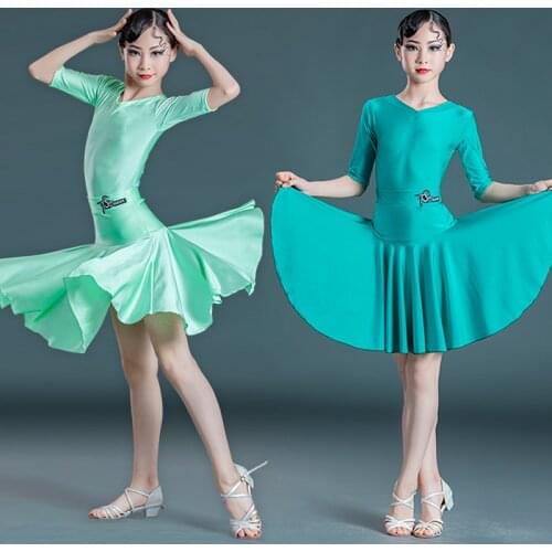 New ChildrenS Latin Dance Clothing Girls Long-Sleeved Tops Dance Skirts Latin Dance Competition Dress Practice Clothes SL4125