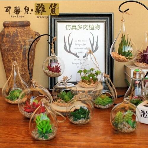 New Arrive Water Tear Drop Glass Hanging Planter Container glass Vase Pot Terrarium Decorations supplies