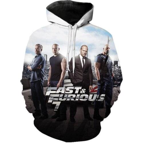 Autumn Hoodie Mens Womens Childrens Street Fashion Clothing Speed and Furious Harajuku Character Pullover 3D Printing Novelty