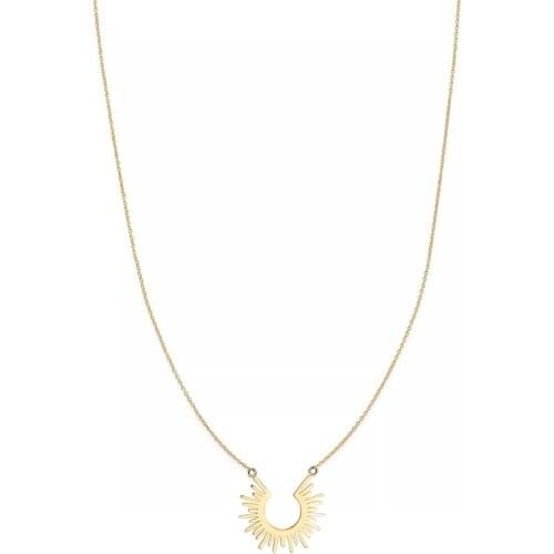 Fever&Free New Sun Pendant Necklace For Women Bohemian Stainless Steel Gold Sun Geometric Necklaces Jewelry Wholesale