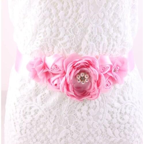 Maternity Sash Flower Sash Belt Bridesmaid Accessory Photo Prop Baby Shower Newborn Flower Belt Bridal Wedding Accessories
