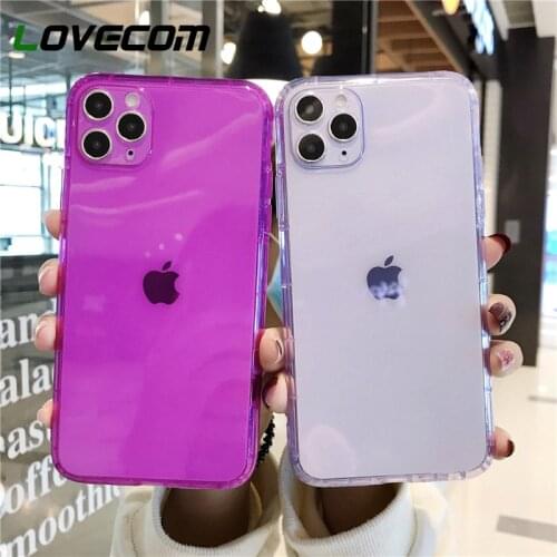 LOVECOM Neon Fluorescent Shockproof Phone Case For iPhone 12 Mini 11 Pro Max XR X XS Max 7 8 Plus Clear Case Soft Phone Cover