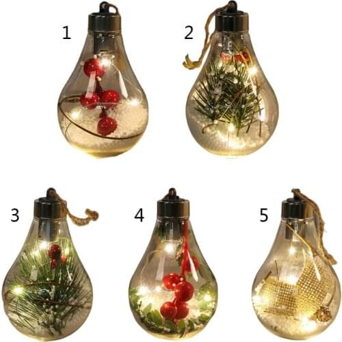 Christmas Hanging Lamp Bulb Plastic Clear LED Light Ball Baubles Sphere Fillable Christmas Tree Ornament Xmas Decorations