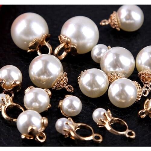 10pcs/lot Gold 6/8/10/12/14/16mm Imitation Pearl Bead Earrings Pendant Diy Findings Necklace Bracelet Ear Stud Charms C25