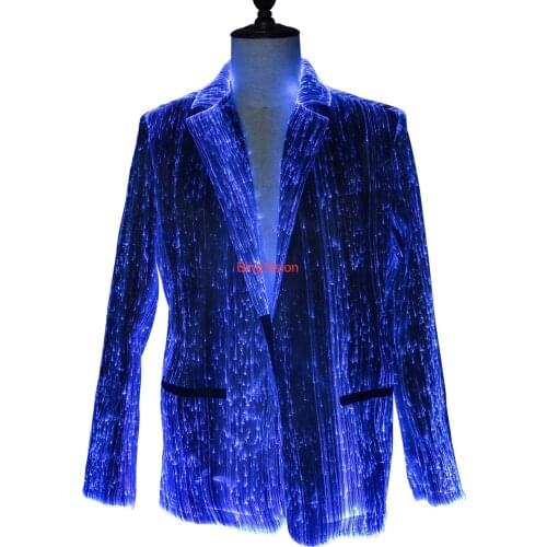 Glow Festival suit Glowing Mens Party Wear Dance Fiber Optic Man Light up LED Suit