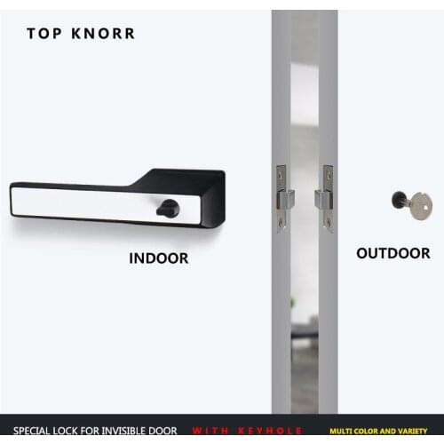 Double-sided invisible door lock with key indoor single side lock hidden background wall handle hidden door hardware door lock