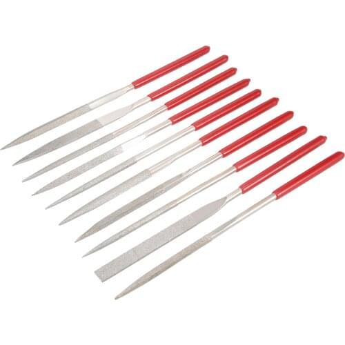 Uxcell 10Pcs 5mm x 180mm Diamond Needle File Set 10 unique shapes for Metal Glass Stone for electronics repair, woodworking