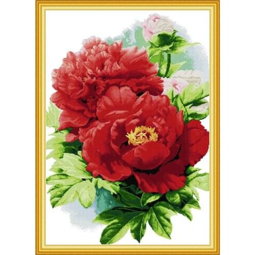 Everlasting Love Peony Blooming With Wealth Chinese Cross Stitch Kits Ecological Cotton Stamped 11 14CT DIY Christmas Decoration