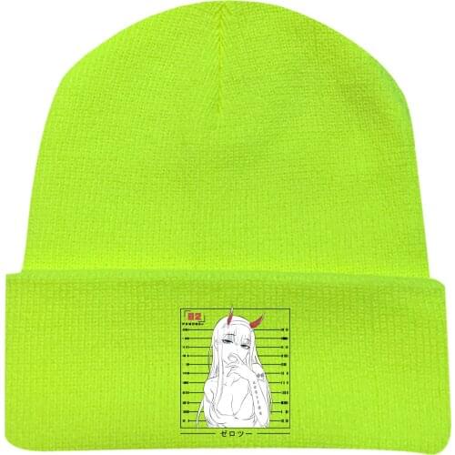 Unisex DARLING in the FRANXX HIRO ZERO TWO Hip Hop Knitted Masked Hat Brimless Pullover Cap Headgear Helmet