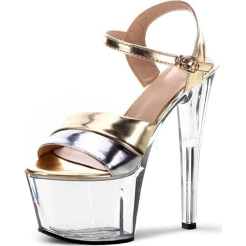 Womens shoes fashion sexy star 17 cm high heels, crystal soles model stage performance sandals