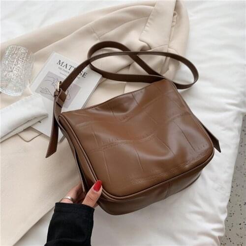 Retro Stone Pattern PU Leather Crossbody Bag for Women 2021 Winter Simple Female Shoulder Bag Brand Luxury Designer Handbags