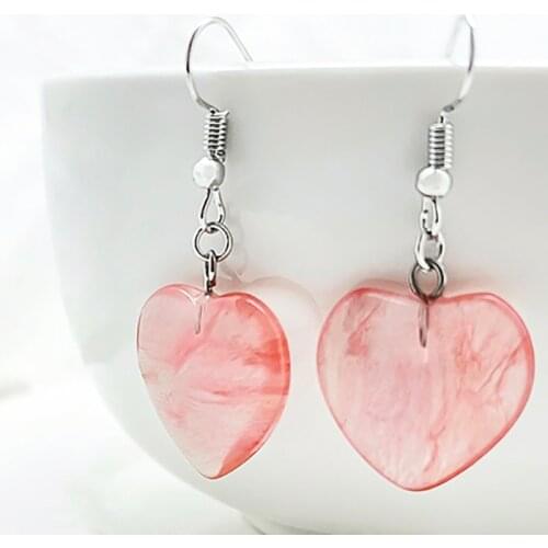Boho Natural Stone Heart Drop Earrings Women Girls Simple Design Wedding Gifts Opal Tigereye Statement Earrings Party Wholesale