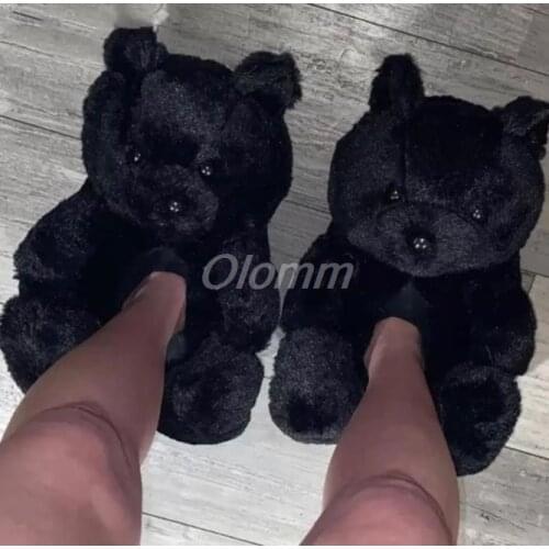 Winter Warm House Shoes Women Teddy Bear Slippers Anti-slip Soft Home Indoor Slipper Ladies Cute Cartoon Funny Kigurumi Shoes