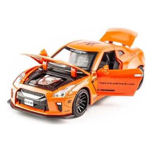 1:32 GTR Diecast Vehicle Model Toy Cars Pull Back Car with Sound Light Gift Collection for Kids Adult For boys